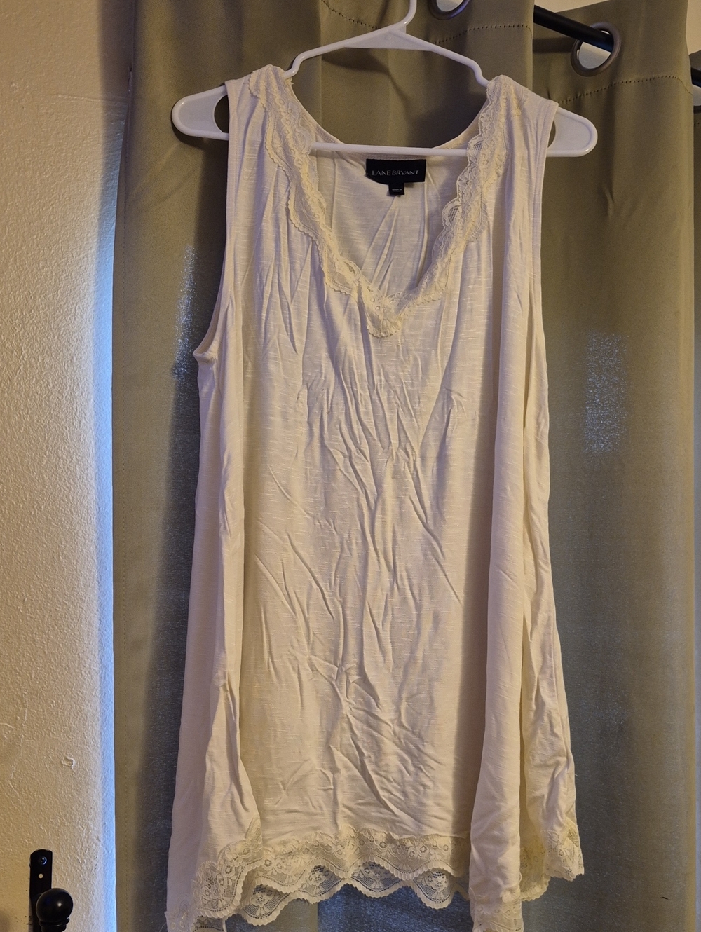 Lane Bryant Cream Lace-Trim Sleeveless Camisole